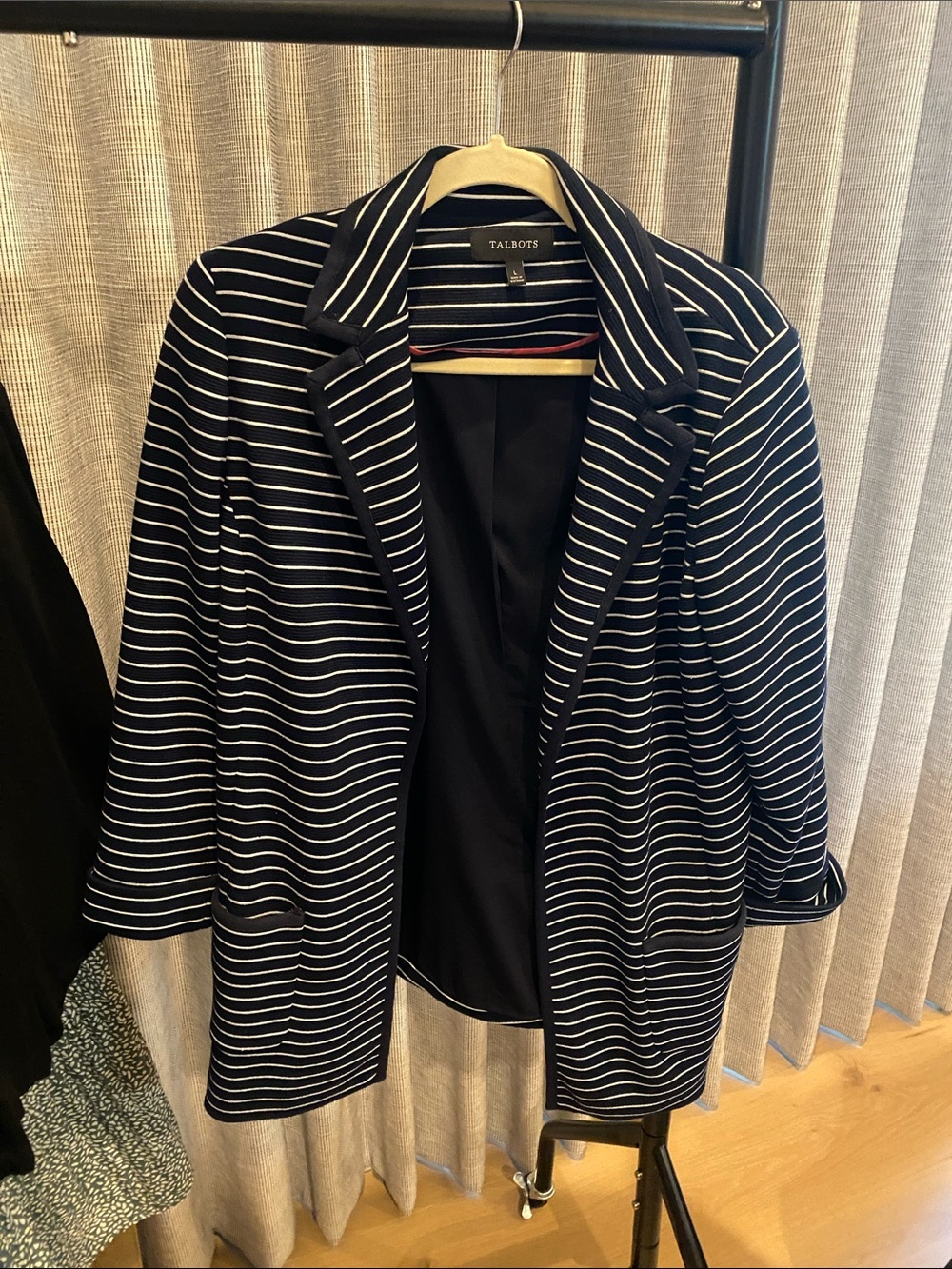 Talbots Oversized blazer in navy oversized pin stripe